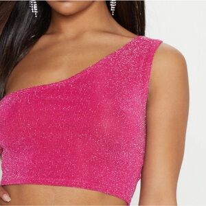PrettyLittleThing Pink One-Shoulder Top